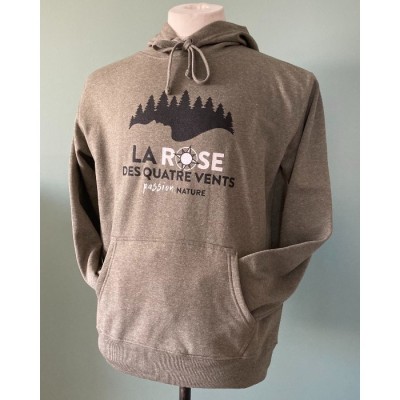 Hoodie vert chiné unisexe '' Passion Nature''